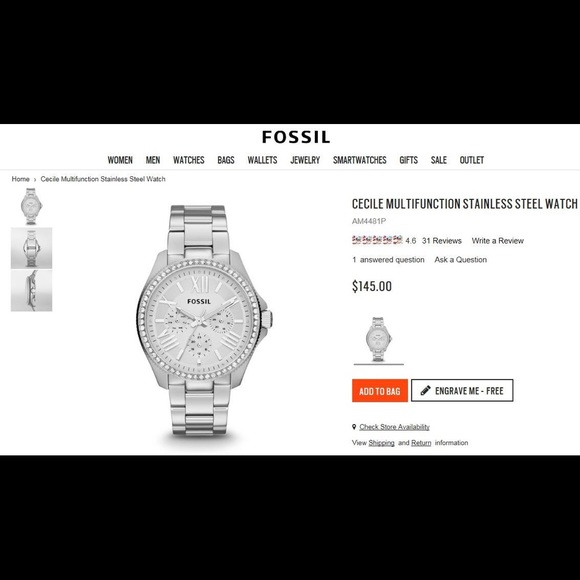 Fossil Cecile Stainless Steel Watch - Picture 6 of 6